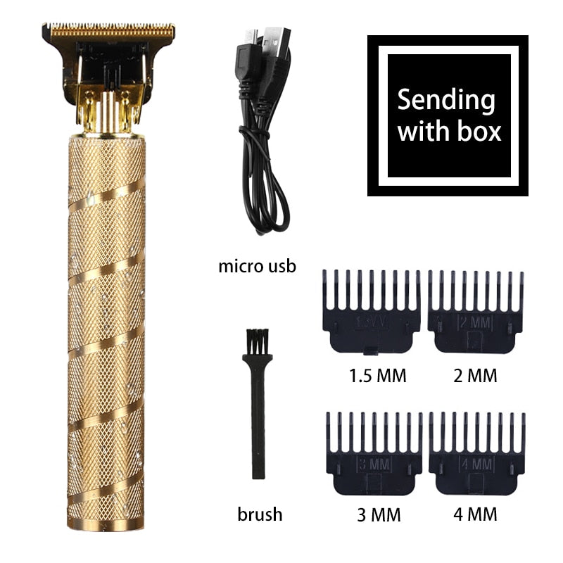 The new USB charging hair clipper, men's electric shaving machine, metal stripes push scissors,Hair trimming tool
