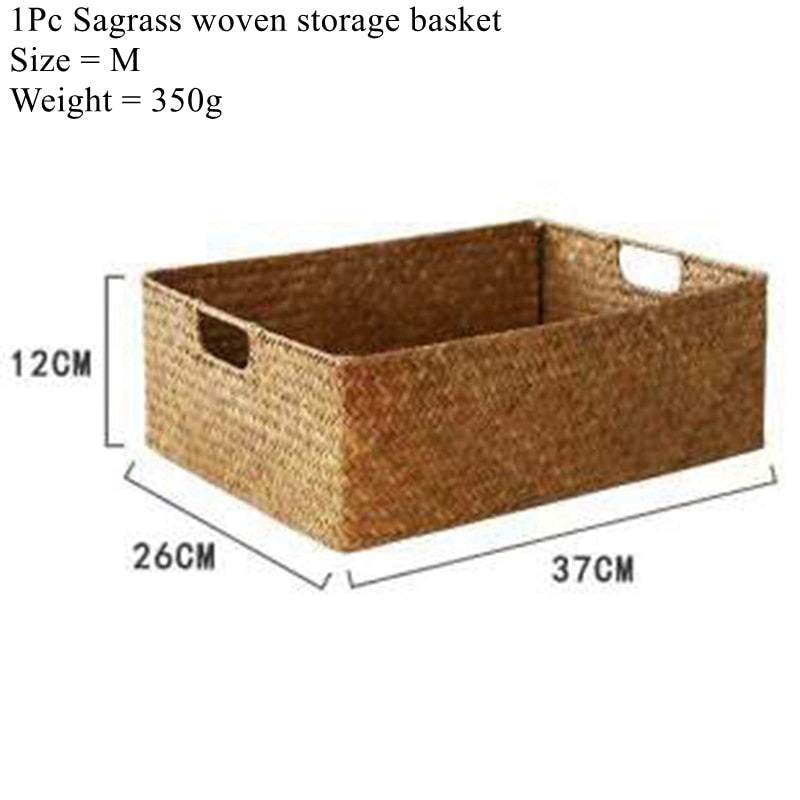 Zerolife Natural Large Woven Seagrass Basket Of Straw Wicker For Home Table Fruit Bread Towels Small Kitchen Storage Container