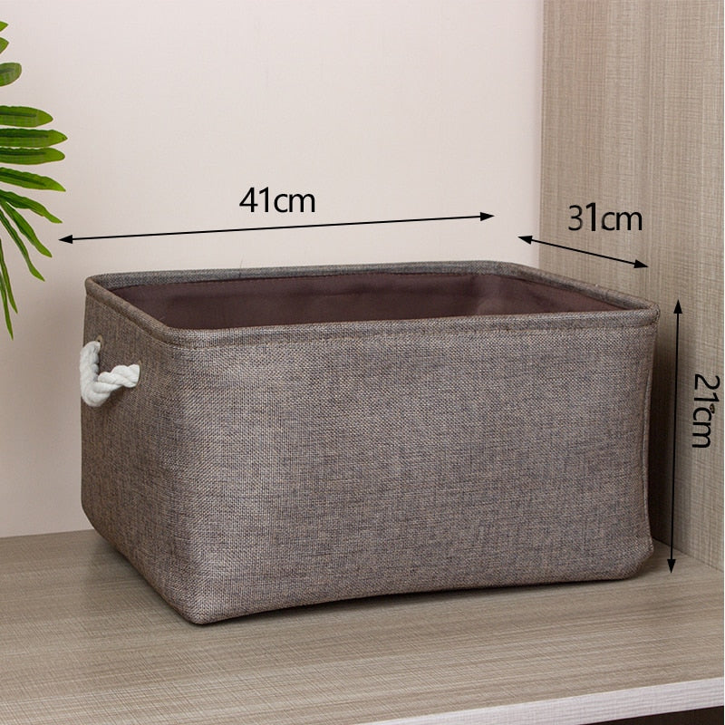 Cotton Linen Folding Storage Baskets Kids Toys Organizer Clothes and Sundries Storage Box Cabinet Storage Bag Laundry Basket