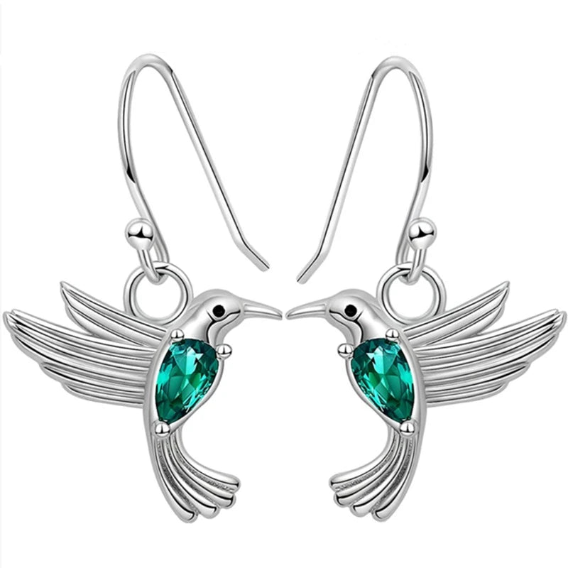 Women's Fashion Earrings Flying Hummingbird Pendant Earrings Hypoallergenic Earrings Mother's Day Gift for Mom and Daughter