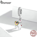 bamoer 925 Sterling Silver Cute Alpaca Charm for Original 3mm Bracelet Accessories Original silver jewelry making SCC1737