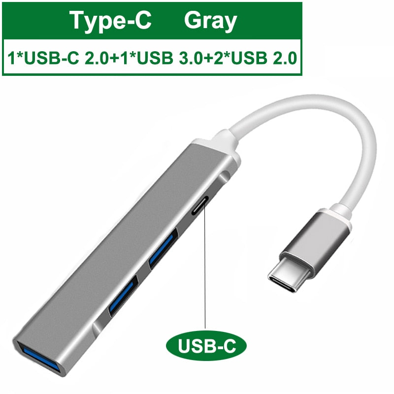 USB C HUB 3.0 Type C 3.1 4 Port Multi Splitter Adapter OTG For Lenovo Xiaomi Macbook Pro 13 15 Air Pro PC Computer Accessories