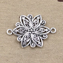8pcs Charms Flower Link Connector 39x28mm Antique Bronze Silver Color Pendants DIY Making Findings Handmade Tibetan Jewelry