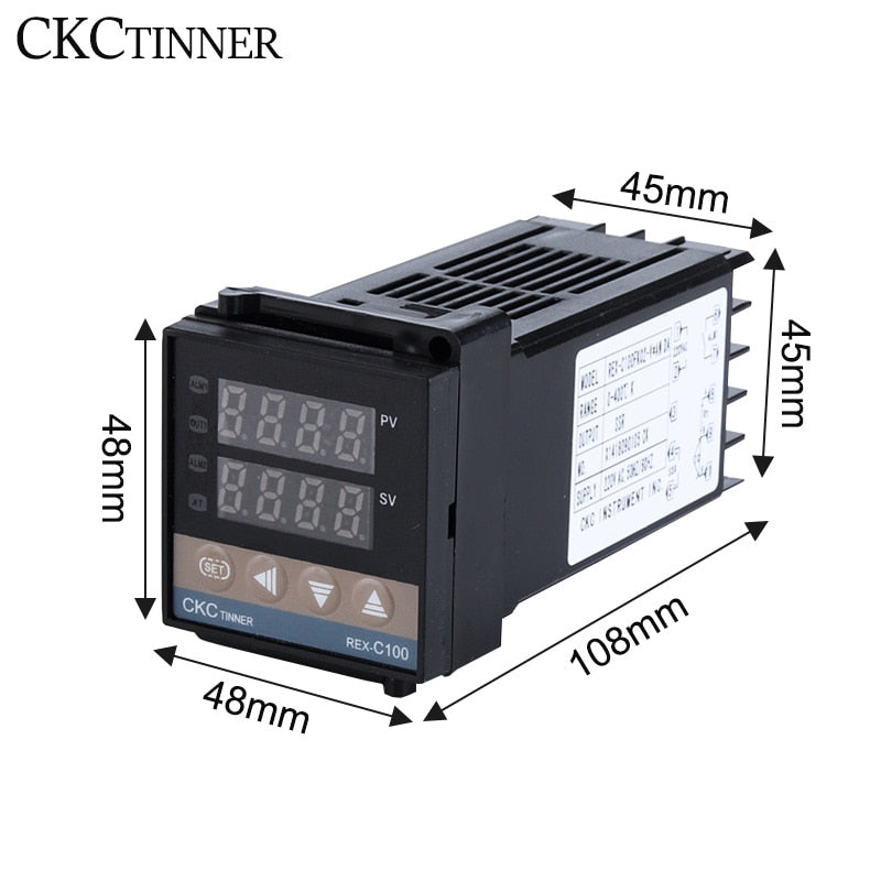 REX-C100 Digital RKC PID Thermostat Temperature Controller digital REX-C100/ 40A SSR Relay/K Thermocouple Probe/heat sink