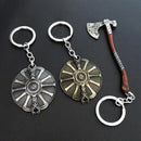 Game God Of War 4 Kratos Leviathan Axe Keychains Exquisite Crystal Carved pattern Axe Pendant key holder Souvenir Keychain Toys