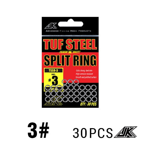 JK 3packs No.3-10/6-14mm HOT Fishing Split Rings For Heavy Duty Fish hook Connector Assist Hooks Sea Fishing Accessories Tackle