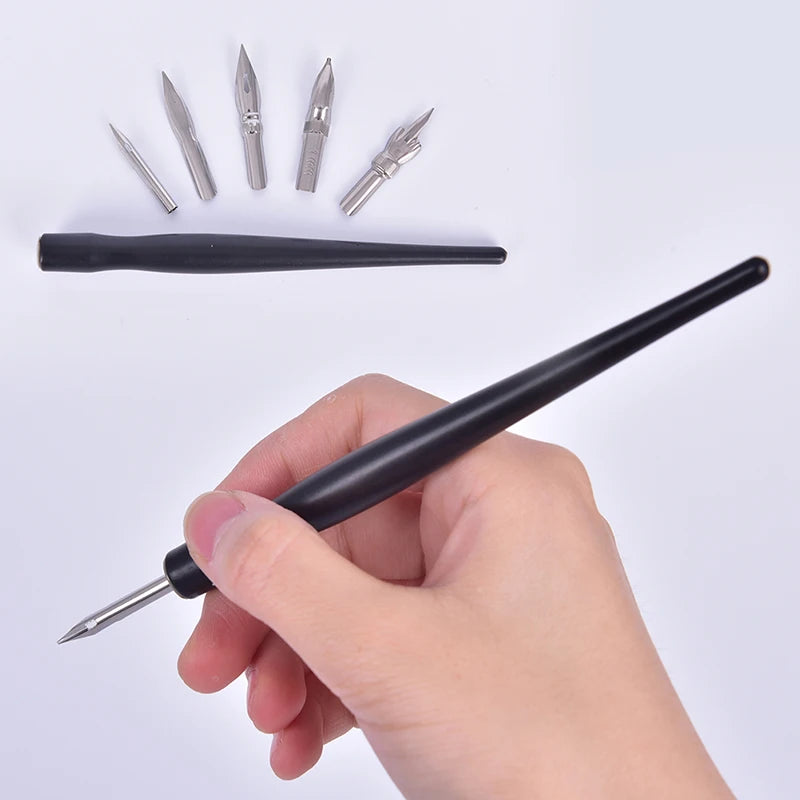 Cartoon Nib Holder Eraser Painting Material escolar Stationery Set Manga Pen Dip Callraphy Drawing Tool 5 Nib+2Holder+1 Eraser