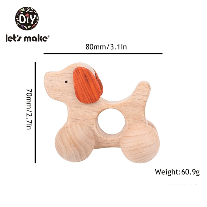 Let's Make Wooden Baby Toys 0 12 Month 1PC Toys For Babies Beech Car Hedgehog Elephant Educational Infants Developmental Newborn