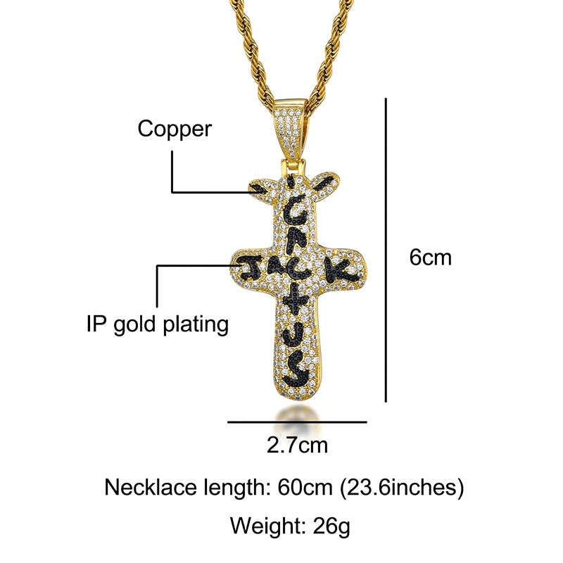 D&Z Cactus Jack Pendant &Necklace Iced Cubic Zircon Plated Gold Silver Color Hip Hop Jewelry For Men Women