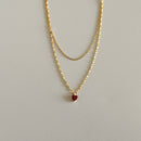 925 Sterling Silver Simple  Heart Crystal Pendant Necklace Women Light Luxury Double Clavicle Chain Jewelry