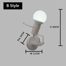 LED Wall Lamp American Creative Doll Wall Lights Metal Cartoon Robot Sconce to Bedroom Bedside Lighting Indoor Home Decors Lamps