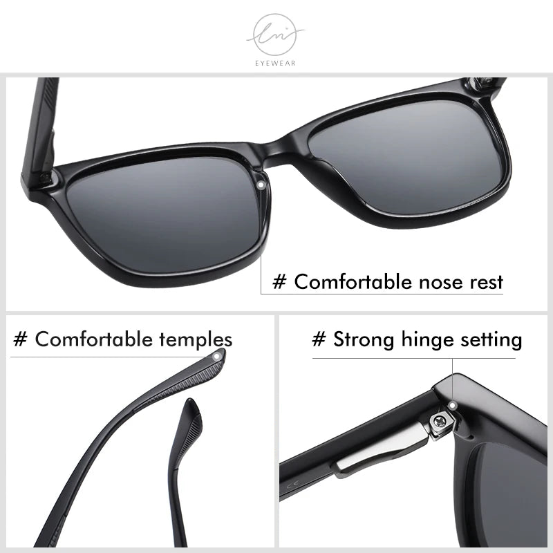 LM 2023 Polarized Sunglasses Men Women Fashion Square Shades Transparent Frame Ladies Travel UV400 Goggles Driving Sun Glasses