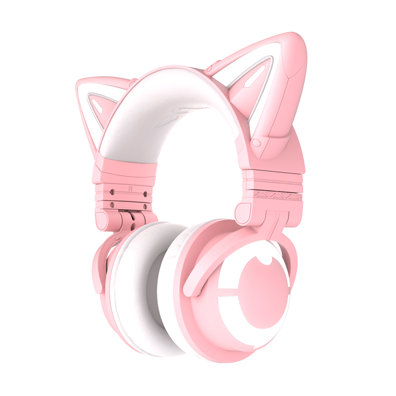 Yowu 3S cute cat wireless headphones APP control RGB lights High quality cat casco girl cute cat ear headset For computer gaming