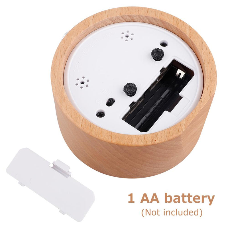 Handmade Classic Small Round Wood Silent Light Desk Alarm Clock With Desk Lamp for Home dropshipping