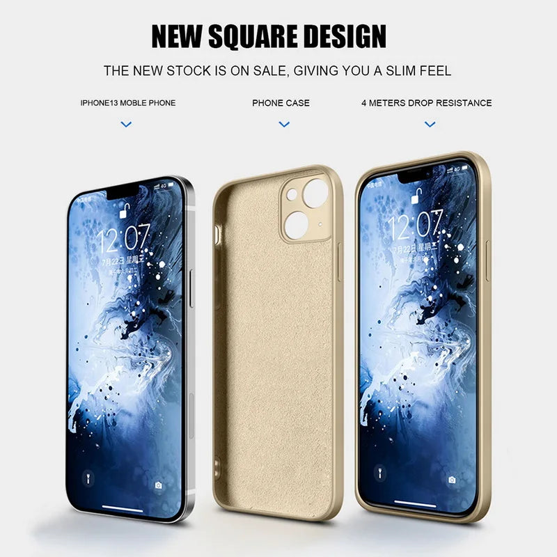 Shockproof Soft Liquid Silicone Case For iPhone 15 13 14 Pro Max Luxury Slim TPU Phone Back Cover For iPhone 11 14Pro 15 Pro