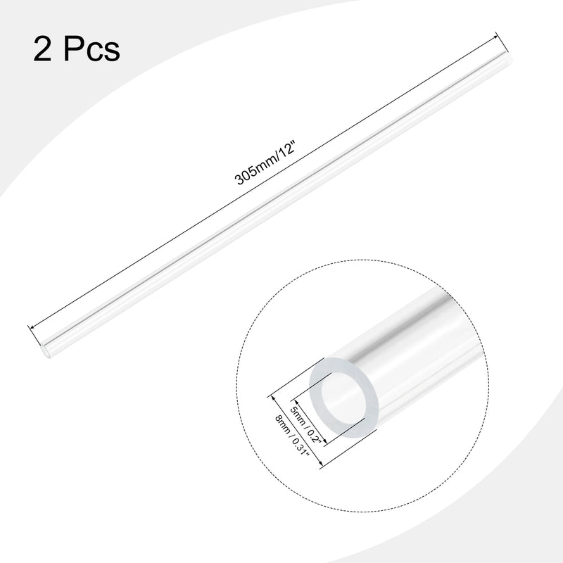 Uxcell 2pcs OD 8-35mm Transparent Acrylic Tube Rigid Round Tubing 305mm Length PMMA Organic Glass Tube Plastic Pipe Fittings