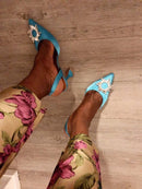 2023 Brand women Pumps luxury Crystal Slingback High heels Summer bride Shoes Comfortable triangle Heeled Party Wedding Shoes