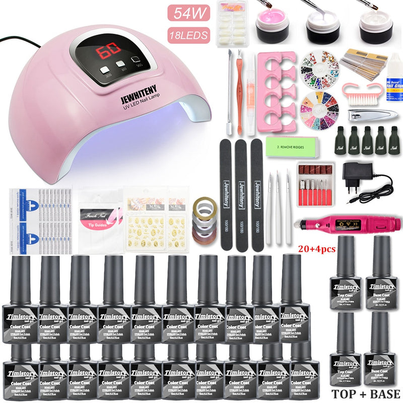 Nail Set 114W/54W UV LED Nail Lamp Dryer 20000RPM Machine Polish Nail Drill And Nail Extension Crystal Paste Nail Art Kit