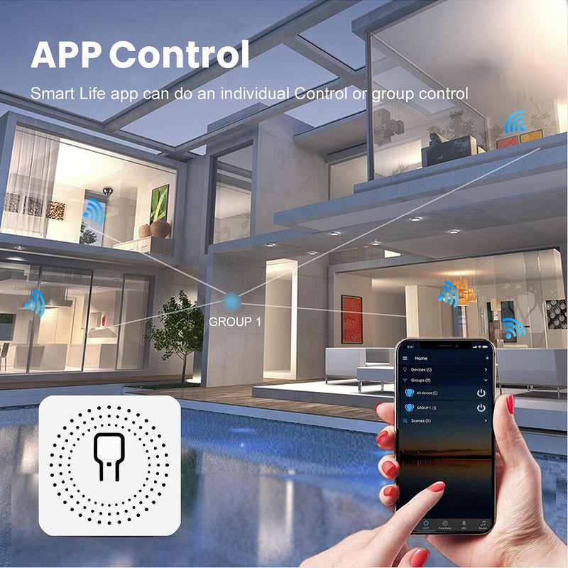 AVATTO Tuya Mini 16A WiFi Switch Module with Smart Life App 2 Way Control, Smart Home Interruptor Work for Alexa, google home