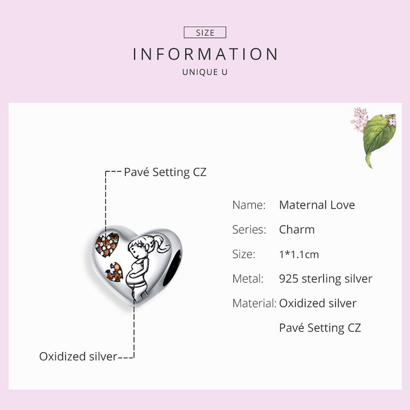 bamoer Maternal Love Enamel Charm for Original Silver Bracelet & Bangle 925 Sterling Silver DIY CZ Jewelry Bracelet SCC1589