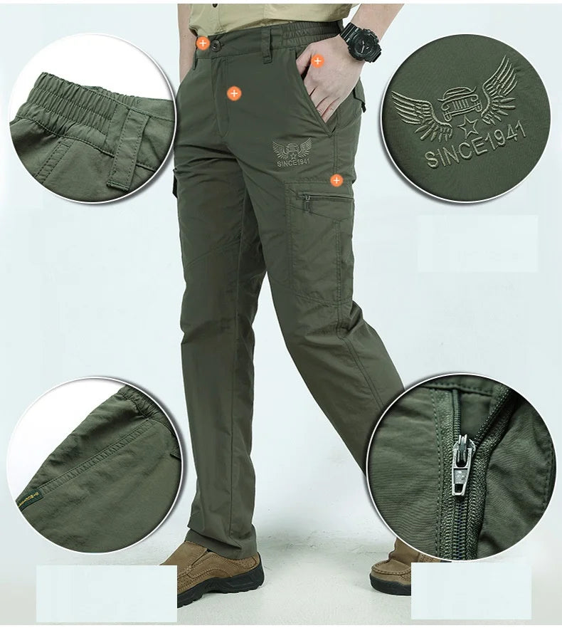 Breathable Waterproof Hiking Pants Men Thin Quick Dry Trousers Outdoor Climbing Pants Male Military Tactical Cargo Sweatpants