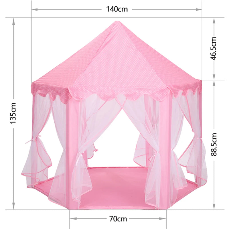 Girls Princess Pink Tents Castle Children Outside Garden Fold Tent Balls Pool Cubby Play House Portable Kids Toys Play Tents