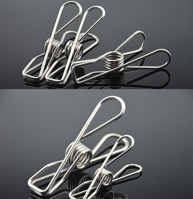 6cm/6.5cm Stainless Steel Clips Clothes Pins Pegs Holders Clothing Clamps Sealing Clip Household Clothespin Clips for Hangers