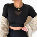 CHRLEISURE Workout Tops For Women Long Sleeve Sports Solid Colour Top Fitness Running Sexy Push Up Elasticity Seamless Top