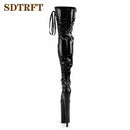 SDTRFT Spring Autumn Fashion Botas Mujer 23cm Thin High Heels Over The Knee Boots Round Toe Lace Up Shoes Woman Wedding Pumps