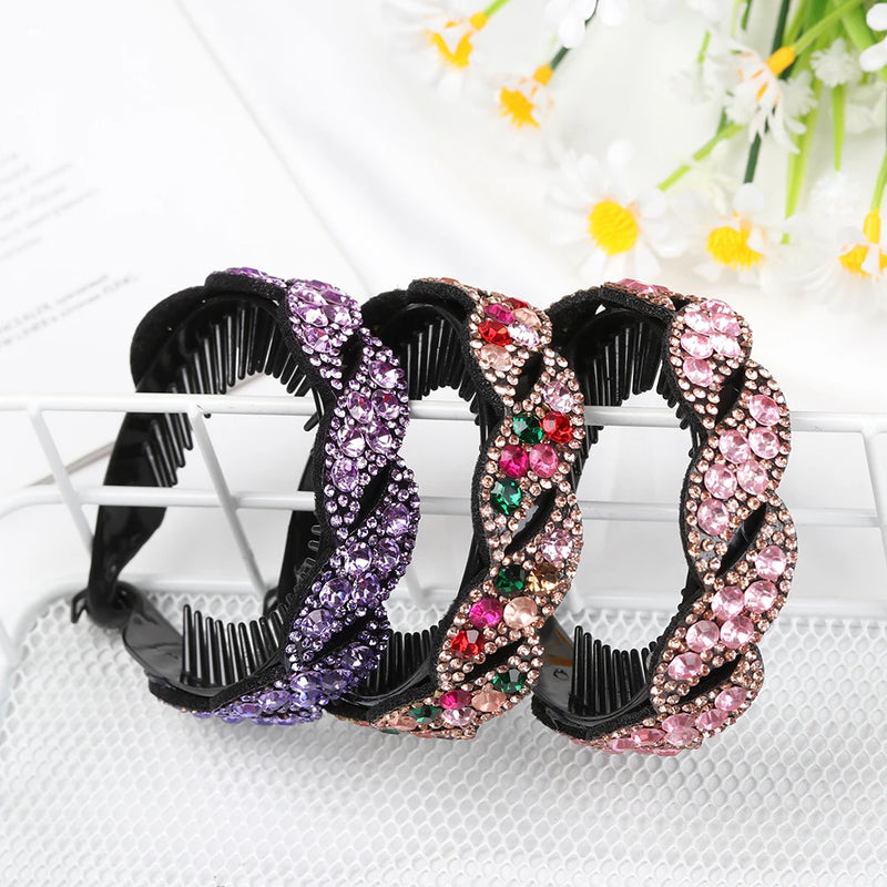 Fashion Hair Bun Maker Holder Hairpin Rhinestone Deft Hair Claw Clamps Hairband Strong Bun Must-have Tool Hair Accessories