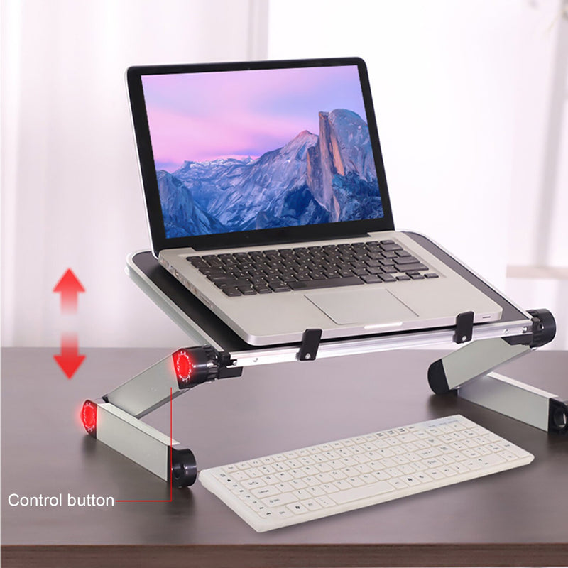 360 Degree Adjustable Foldable Laptop Support Desk Stand Holder Riser for Home Office School Indoor Outdoor Use Black