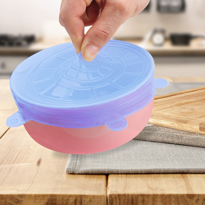 6/12pcs Silicone Stretch Lids Food Cover Universal Bowl Pot Lid Food Fresh Keeping Wrap Cover Caps Kitchen Stretchable Magic Lid