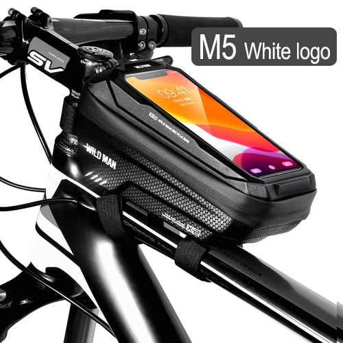 WILD MAN New Bike Bag Frame Front Top Tube Cycling Bag Waterproof 6.6in Phone Case Touchscreen Bag MTB Pack Bicycle Accessories