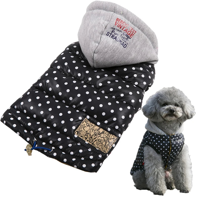 Autumn Winter Dog Clothes For Small Dogs Warm Waterproof Hoodie Coat Chihuahua French Bulldog Polka Dot Jacket Puppy Clothing