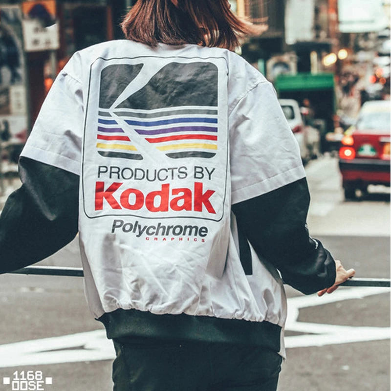 Hip Hop Style MA1 Bomber Jacket Men Harajuku Pilot streetwear Kodak Printing Couple Baseball Jackets Men Women Coat