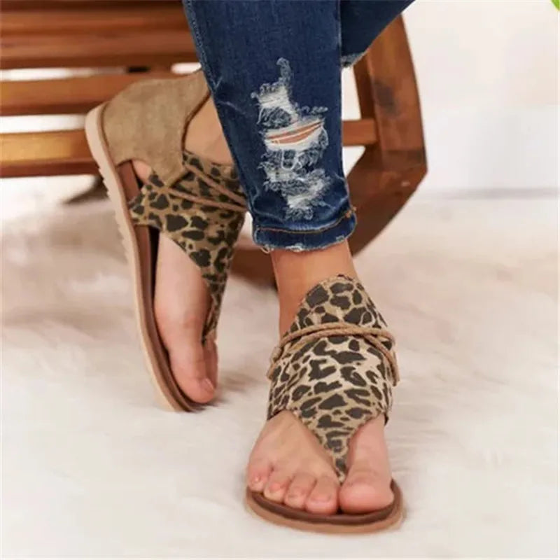 2021 Fashion New Women Sandals Elegant Leopard Print Comfortable Boho Style Female Sandals Cover Heel Lady Casual Shoes Sandals