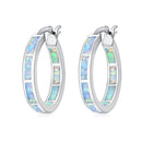 CiNily White Fire Opal Hoop Earrings With Stone Silver Plated Small Round Circle Chic Summer Punk Jewelry Best Gifts for Woman