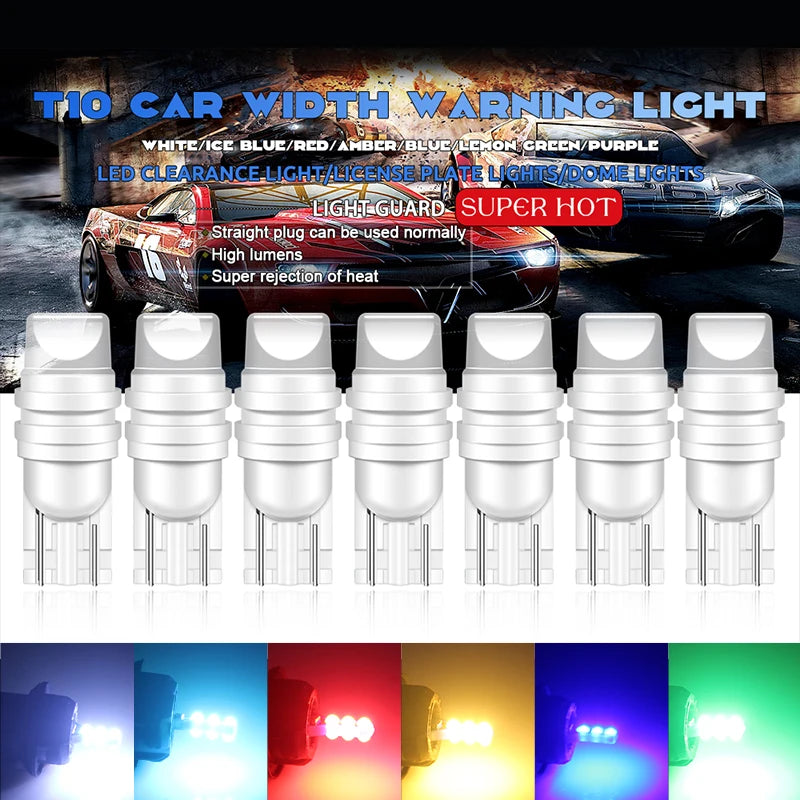 10x T10 Led W5W Led Ceramic 3D Canbus Bulb Car Interior Light WY5W 194 168 Reading Dome Light Instrument Plate Turn Side Lamp