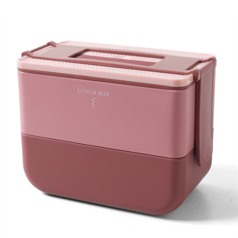 Double-layer bento box for kids Portable japanese style lunch box Leak-Proof food container storage box Microwave Dinnerware