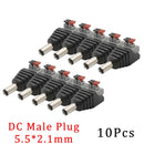 10Pcs DC Power Jack Socket Connector 5.5*2.1mm 3.5x1.3mm Male Female DC005 DC022 DC099 DC plug socket Nut Panel Mount Adapter