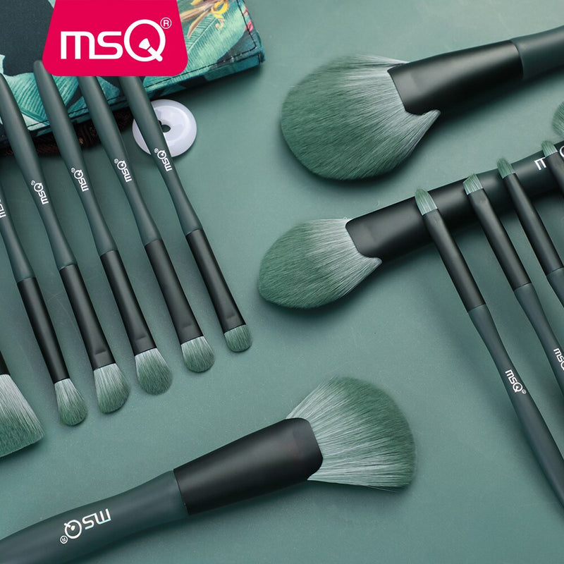 MSQ 14PCS Makeup Brushes Set Foundation Powder Eye shadow Eyebrow Blending Fan Detail Make Up Brush Beauty Tools with Gift Box