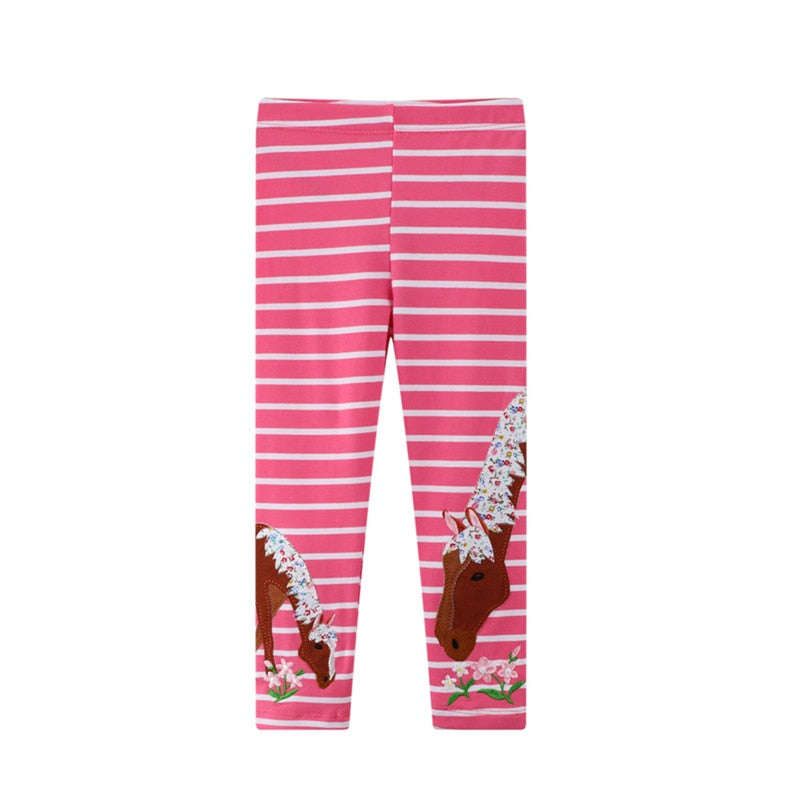 Girls Leggings Stripes Unicorn Pants Kids Cotton Skinny Pants Cartoon Animals Butterfly Print Children Trousers