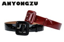 ANYONGZU  Designers Brand Women Wide Genuine cowhide Belt bright Red black High Quality Woman Waist Belts Dresses 100CM*4.7CM