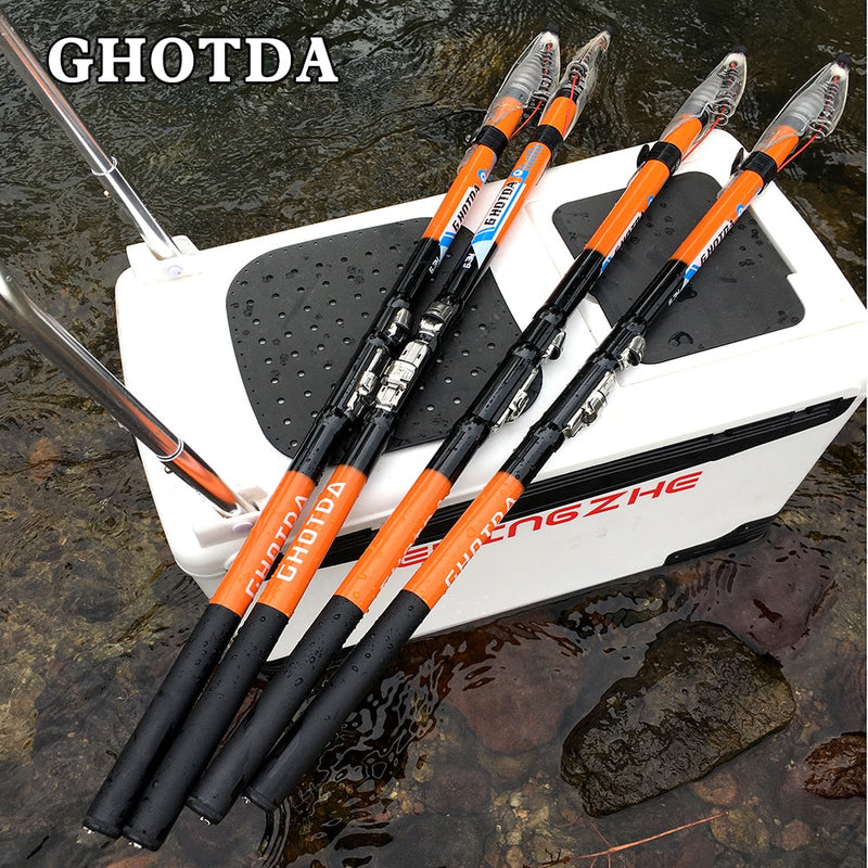 GHOTDA High Quality Carbon Fiber Rock Fishing Rod Power Telescopic Rock Fishing Rod Carp Feeder Rod Travel Boats Sea 2.7-6.3