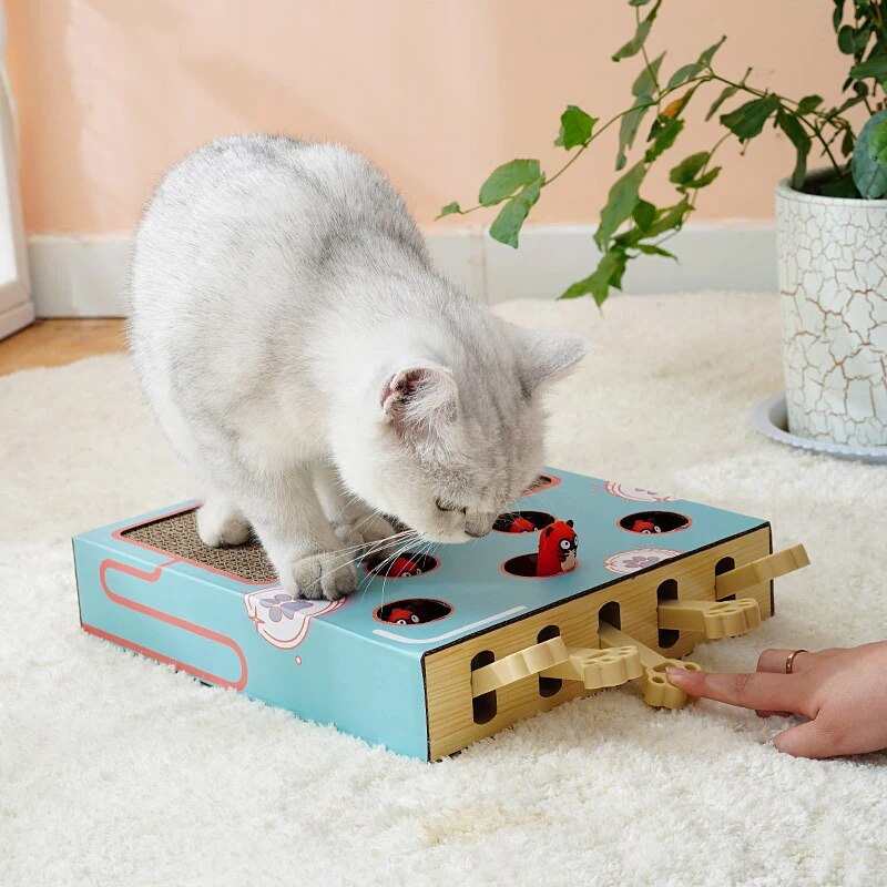 3 in 1 Cat Toy Cat Scratching Board Pet Interactive Training Scratch Toys Cat Scratcher Cat Hit Gophers Toy Tease Stick For Cats