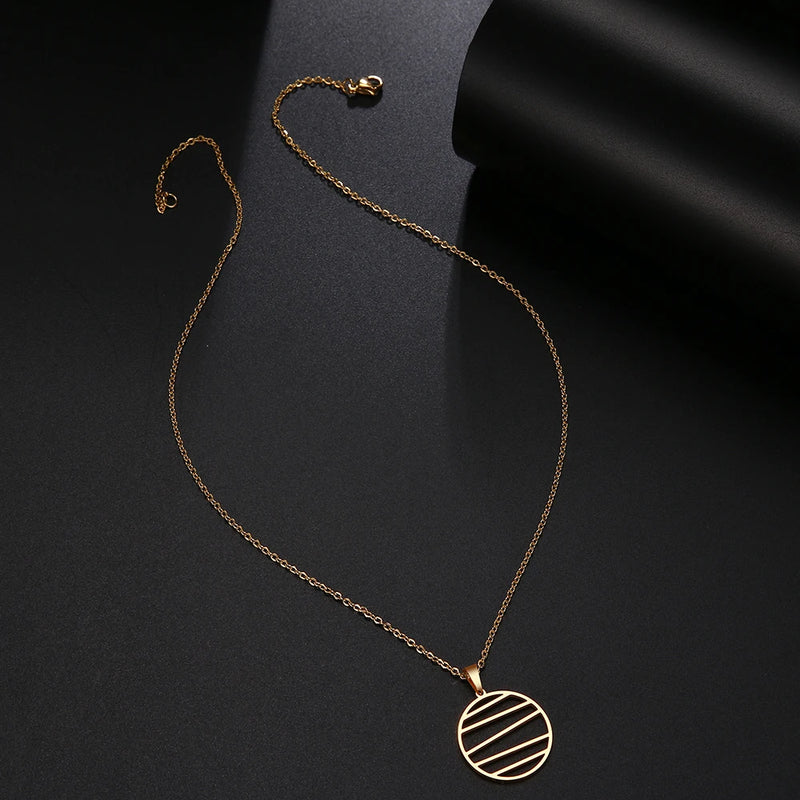 DOTIFI Stainless Steel Necklace For Women Man Irregular Geometric Lines Pendant Necklace Engagement Jewelry