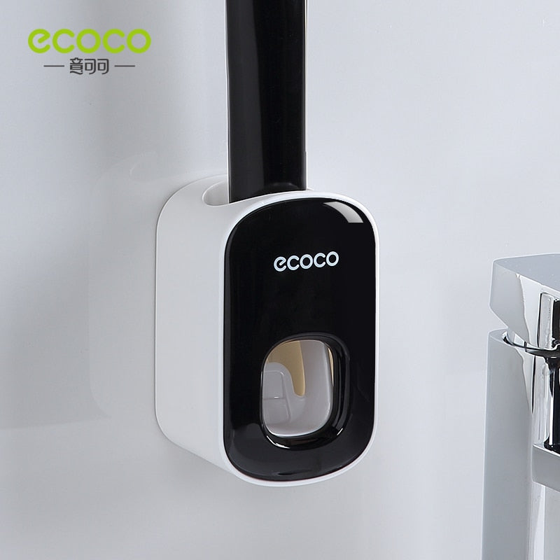 ECOCO Automatic Toothpaste Dispenser Wall Mount Bathroom Bathroom Accessories Waterproof Toothpaste Squeezer Toothbrush Holder