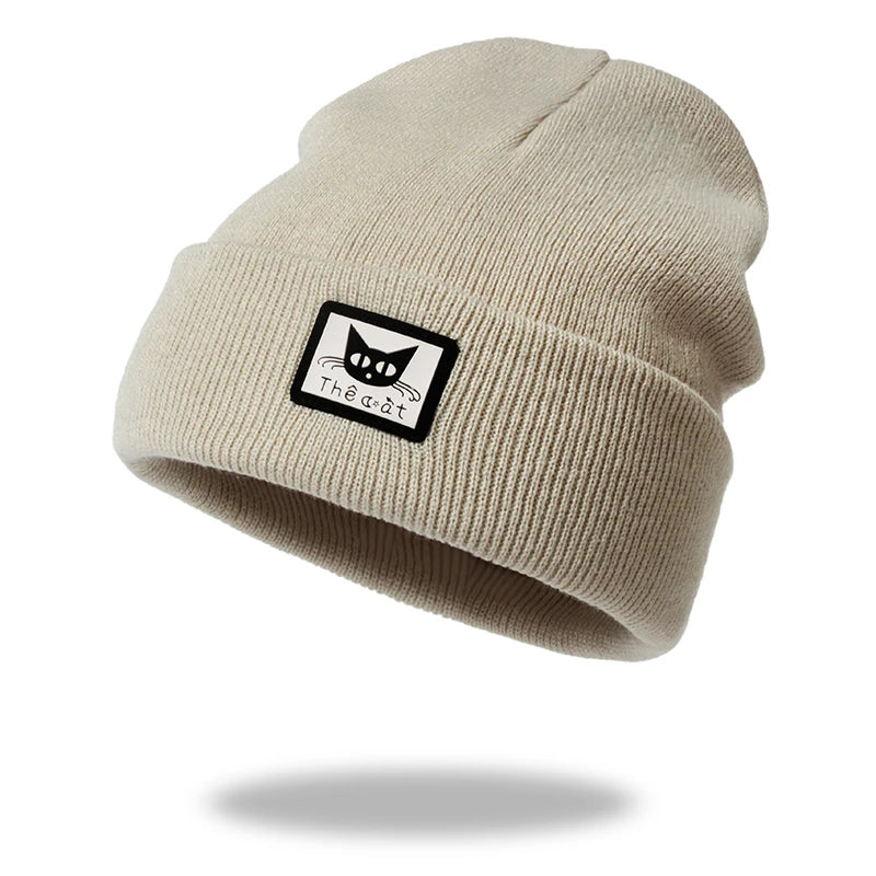 New Women Men Knitted Beanie Hat Cap Autumn Winter Male Lady Casual Embroidered Boy Girl Cap Hat For Women Men