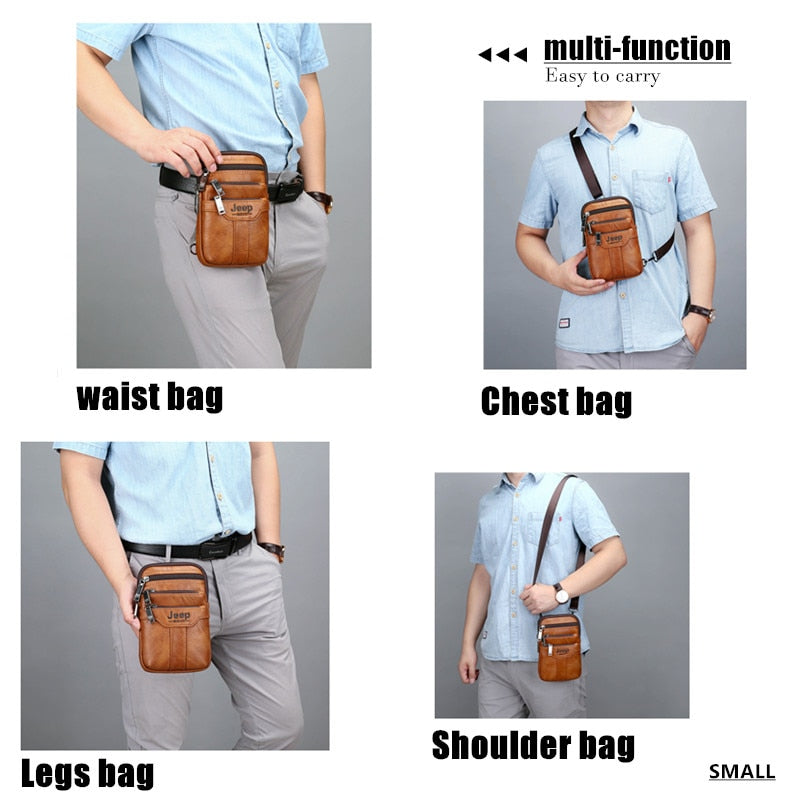 JEEP BULUO Men Shoulder Messenger Bags Small Multi-function Sling Chest Bag Legs Waist Bag For Man New Fashion Casual Crossbody