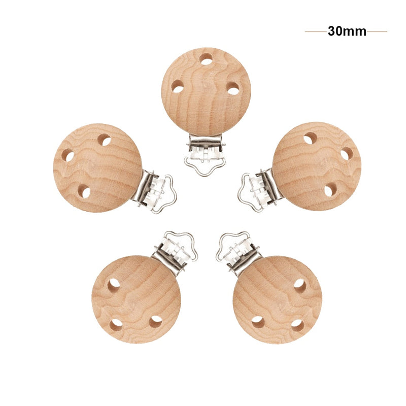 Mabochewing 20pcs 30mm 35mm Fast Free Shipping Natural Beech Wood Clips for Baby Mobile Chewing Pacifier Chain